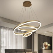 Lustra cu 3 cercuri led 68W gold